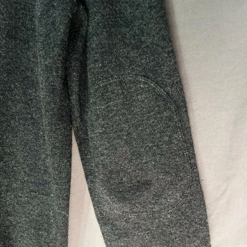 VNTG Banana Republic Mens S Sweater Lambswool Cashmere Gray Elbow Pads V-Neck